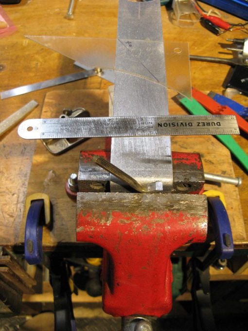 Cutter clamped in vise against the reference surface