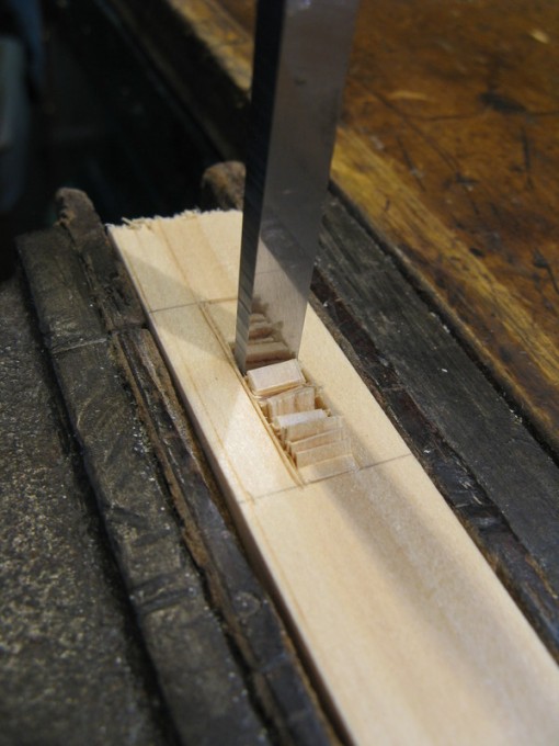 Chopping one side of a mortise