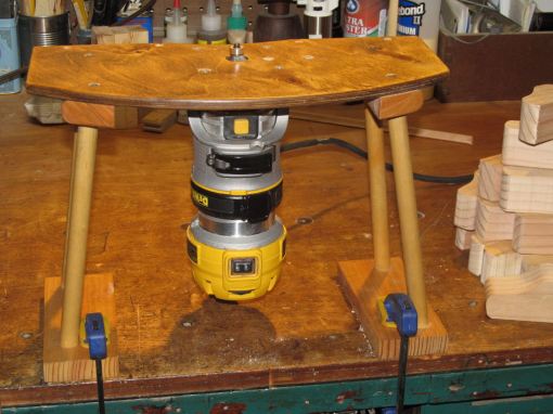 Table Clamped to Bench
